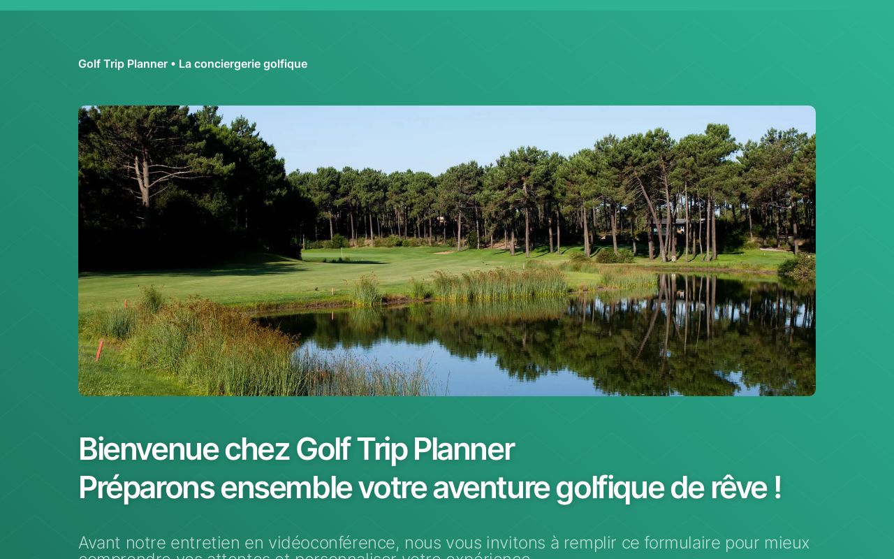 Golf Trip Planner • Préparation d'expérience
